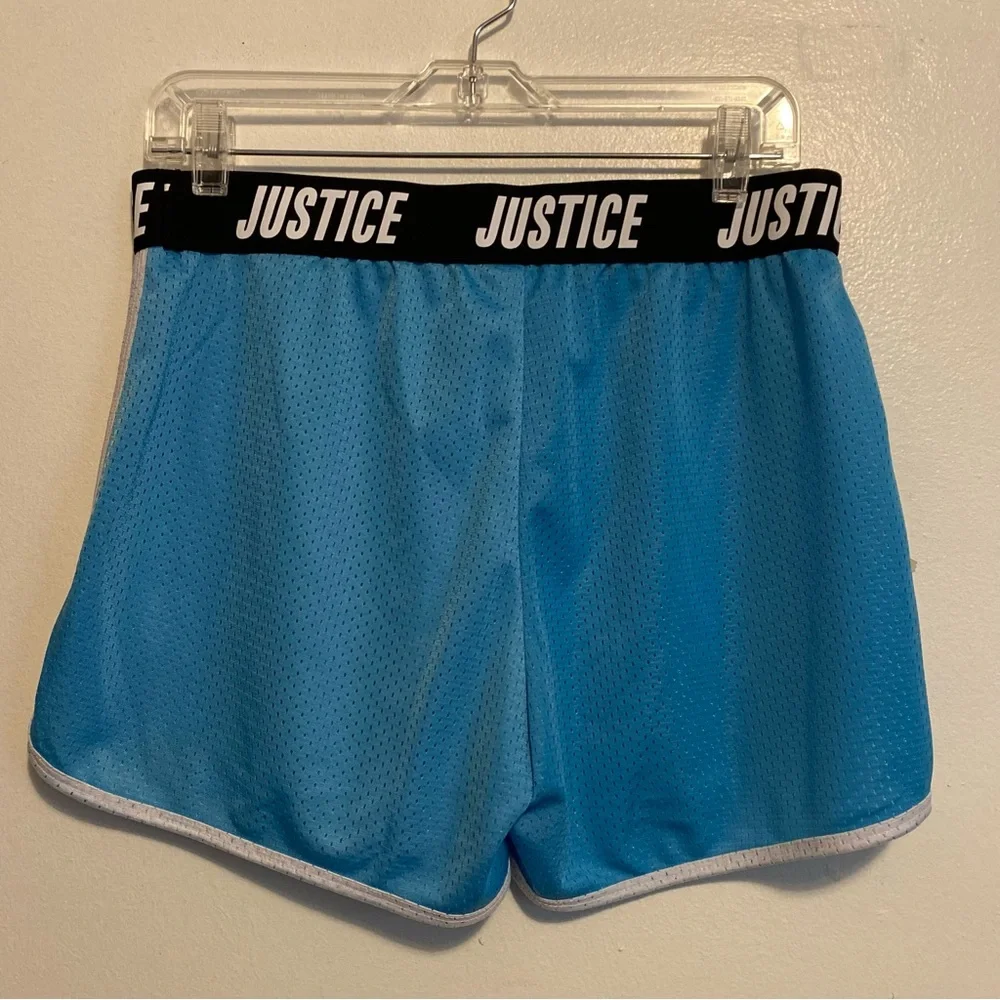Justice Girls Blue Athletic Shorts Size‎ 16 Plus Stretch Pull On
